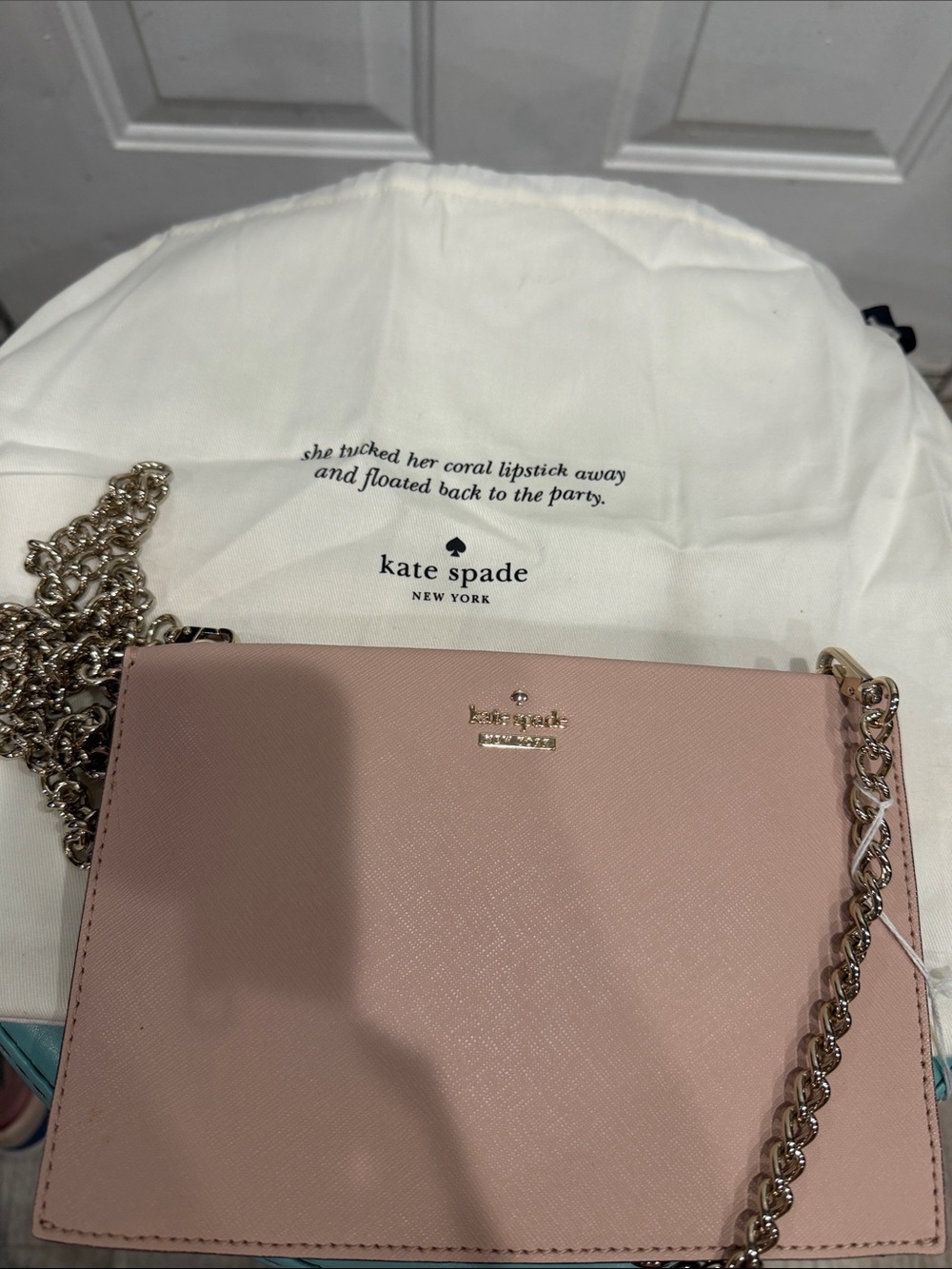 kate spade light pink Cameron Street SIMA leather Saffiano Crossbody w/gold logo